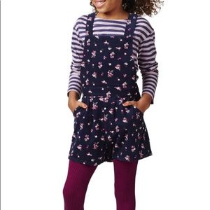 Blue Corduroy Floral Shortalls Girls Sz 6\6x